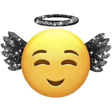 a smiley face with angel wings