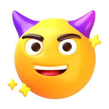 a yellow smiley with horns on it's head