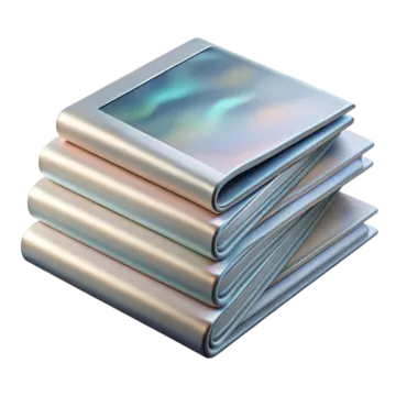 a stack of metal sheets on a white background