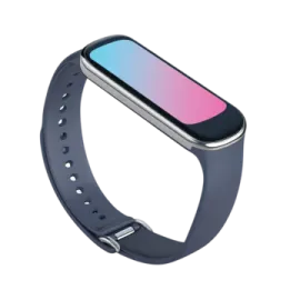 an apple watch with a blue band