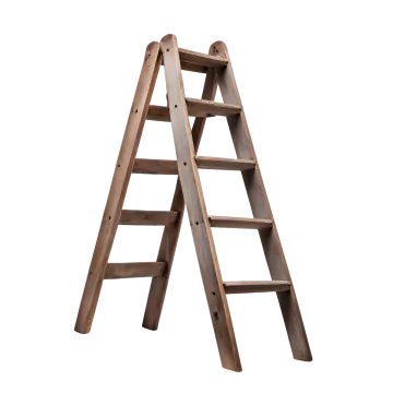 a wooden ladder on a white background