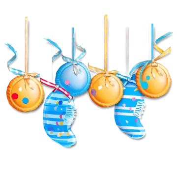three christmas ornaments hanging on a white wall