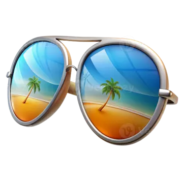 a pair of sunglasses with palm trees on the beach