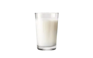 a glass of milk on a white background