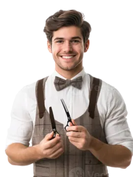 a young man wearing a bow tie and suspends