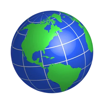 a blue and green globe on a white background