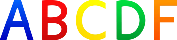 a colorful alphabet with the word abc off