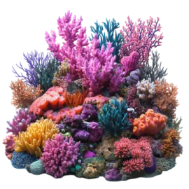 a large assortment of corals on a white background
