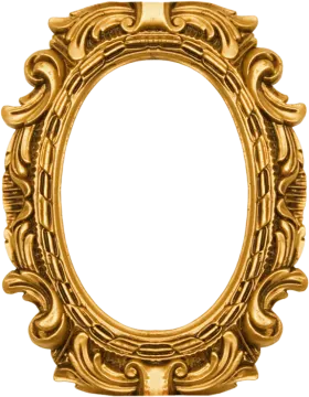 an ornate gold frame on white background