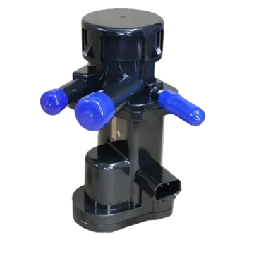 a black and blue water pump on a white background