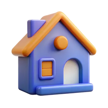 a small blue house with an orange roof