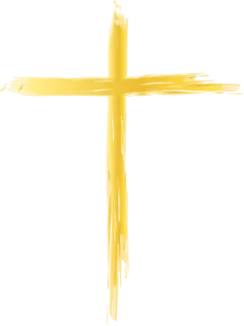 a yellow cross on a white background