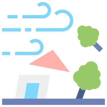 an image of a house with trees and clouds