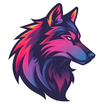 the head of a wolf with colorful colors