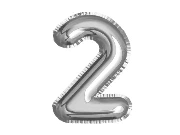 a silver number 2 on a white background