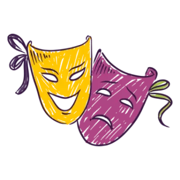 two masks with a ribbon around them
