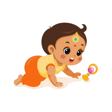 a baby girl playing with a toy