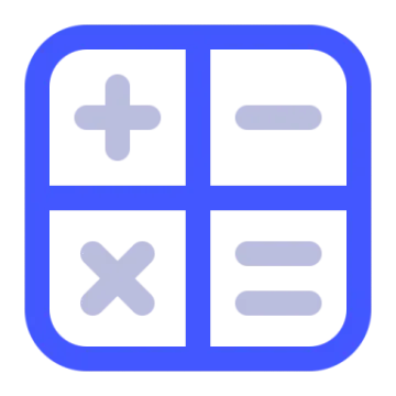 a blue square icon with four squares and two crosses