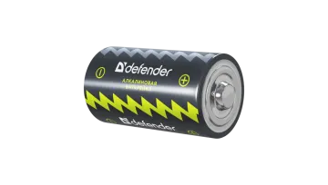 a black and yellow battery on a white background