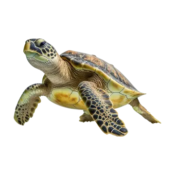a green sea turtle isolated on a white background
