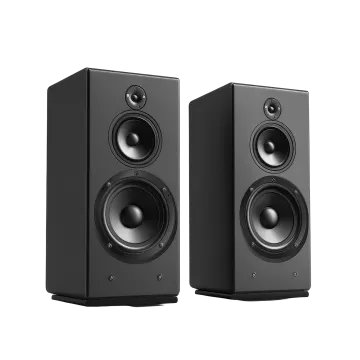 a pair of speakers on a white background