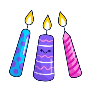 three candles with smiling faces on them