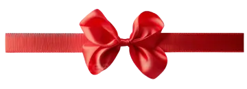 a red bow on a white background