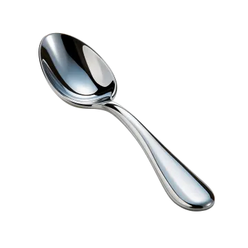 a silver spoon on a white background
