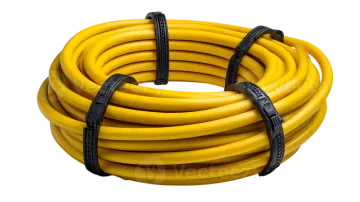 a yellow extension hose on a white background