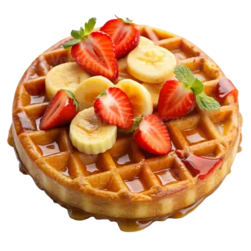 a wa with bananas and strawberries on top