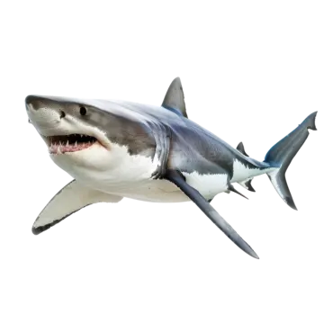 a great white shark with its mouth open