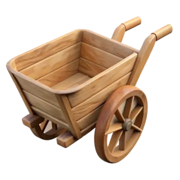a wooden wagon with wheels