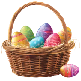 a basket filled with colorful easter eggs
