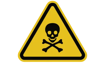 a warning sign with a skull on it