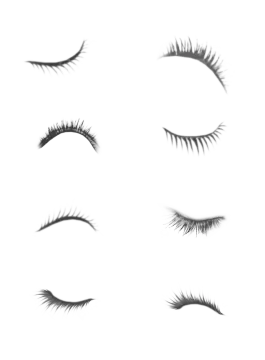 a set of eyelashes on white background
