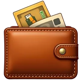 a brown leather wallet with credit cards in it