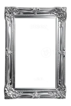 a silver frame on a white background