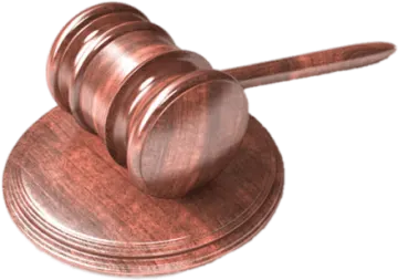 a wooden judge's gavette on a white background