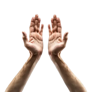 two hands raised up in the air