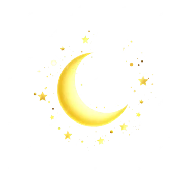 a yellow crescent with stars on it
