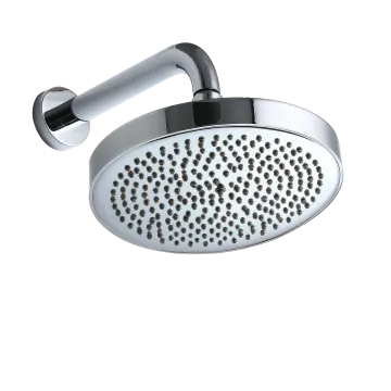 an image of a chrome finish shower head
