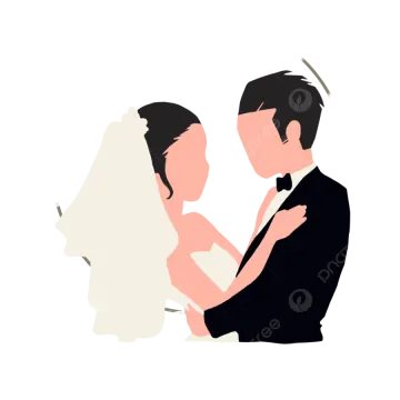 a silhouette of a bride and groom
