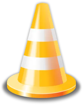a yellow and white traffic cone