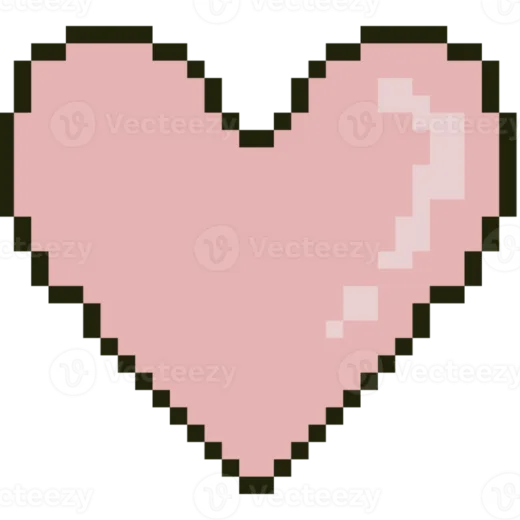 a pixel heart in pink and black