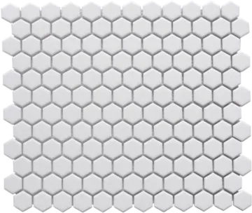 white hexagon mosaic tile