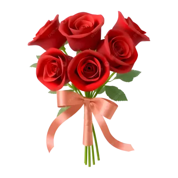 a bunch of red roses tied with a pink ribbon