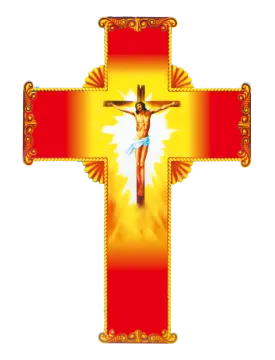 a cross with an image of jesus on it