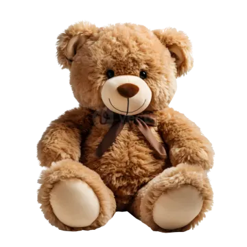 a brown teddy bear sitting on a white background
