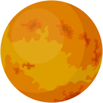 an orange planet with a white background