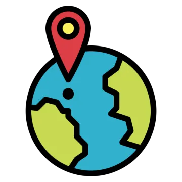 a globe with a pin on top of it